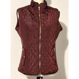 WOMEN'S CAVALINI QUILTED VEST FLEECE LINED SIDE GUSSETS BURGUNDY SIZE SMALL